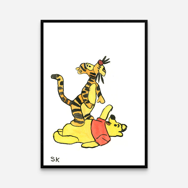 Kunstprint: Tiger og bjørn